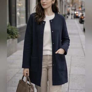 BB Dakota Navy Textured Cardigan M/L Snap Button Coat Jacket